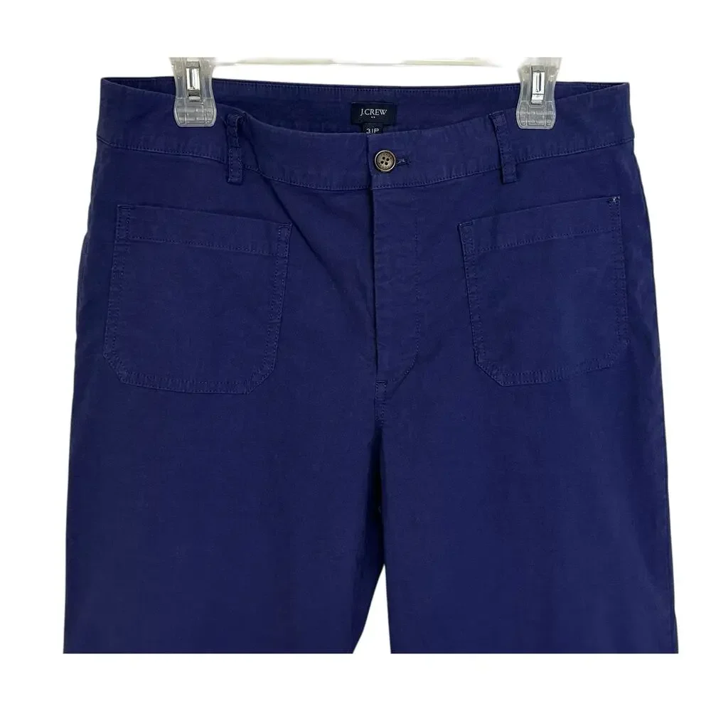 J. Crew Lizzie High Rise Patch Pocket Wide Leg Pant Blue BW805 Petite Size 31P - Picture 4 of 11